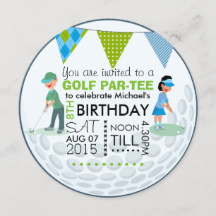 Kids Golf Theme Birthday Party Photo Invitation