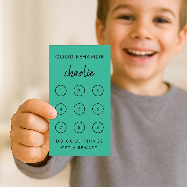Kids Good Behaviour | Teal Green Reward Punch Card (Creator Uploaded)