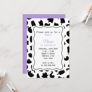 Kid's Gothic Cat Birthday Party Invitation