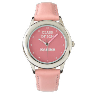 Kids Grad Girl Pink Graduation Name School Watch