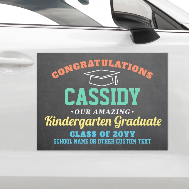 Kids Graduation Kindergarten & Preschool Parade Car Magnet