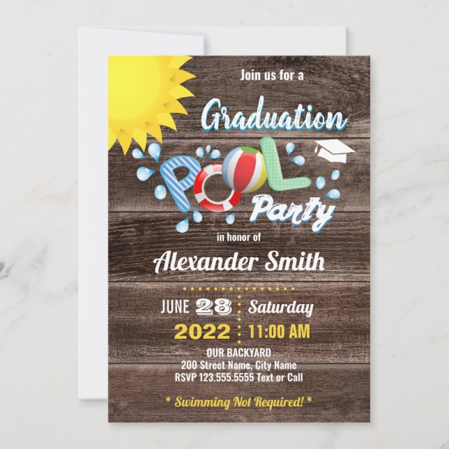 Kids Graduation Pool Party Invitation (Front)