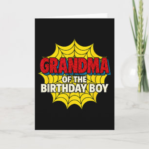 Kids Grandma Of The Birthday Boy Spider Theme Part Card