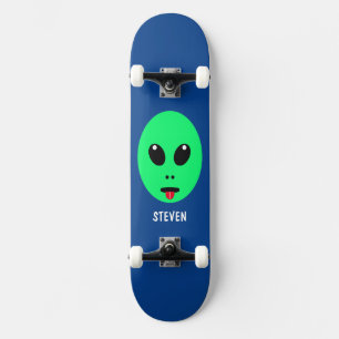 Kids Green Alien Personalised Skateboard