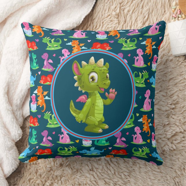 Kids Green Dragon Cushion (Blanket)