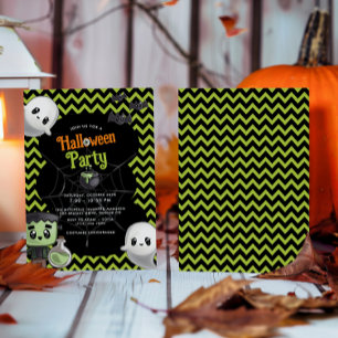 Kids Green Halloween Party  Invitation