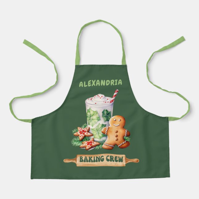 Kids Green Holiday Apron (Front)