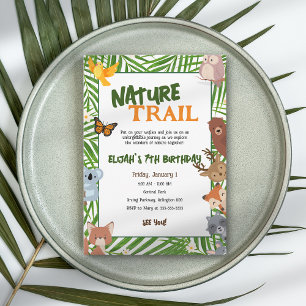Kid's Green Nature Trail Park Animals Birthday Invitation