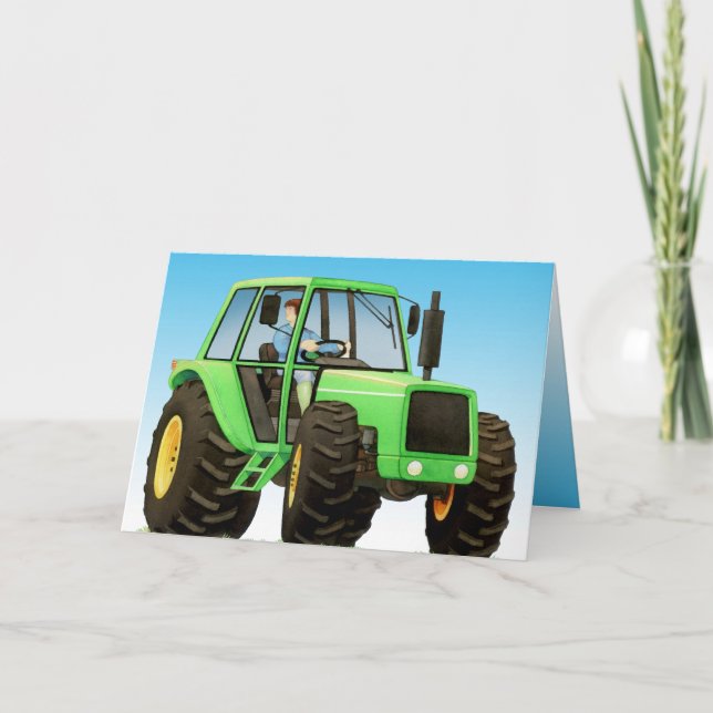 Kid's Green Tractor Card (Front)