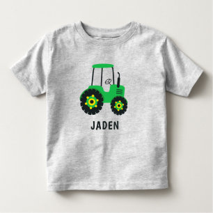 Kids Green Tractor Personalised Farm Vehicle Toddler T-Shirt