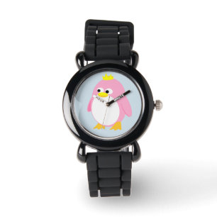 Kids Grey Glitter Strap Princess Penguin Watch