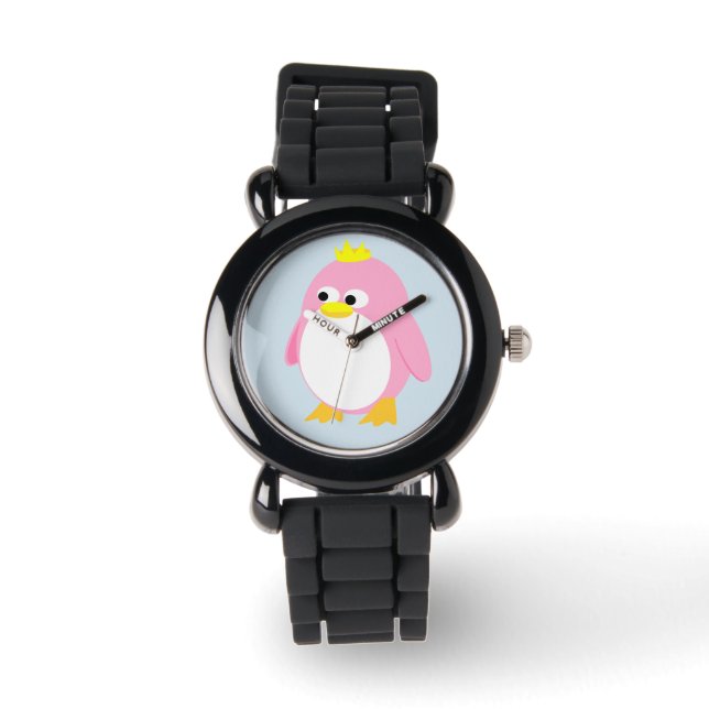 Kids Grey Glitter Strap Princess Penguin Watch (Front)