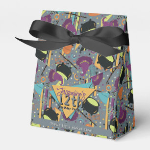 Kids Grey Retro Witchy Halloween Birthday Favour Box