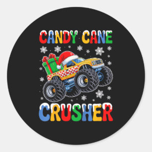 Kids Groovy Christmas Candy Cane Crusher Xmas Mons Classic Round Sticker