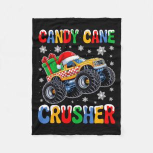 Kids Groovy Christmas Candy Cane Crusher Xmas Mons Fleece Blanket