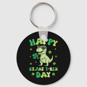 Kids Groovy Happy St Pat T Rex Day Dino Patricks D Key Ring