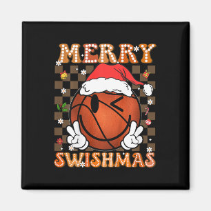 Kids Groovy Merry Swishmas Christmas Xmas Basketba Magnet