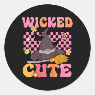 Kids Groovy Wicked Cute Witch Halloween Costume Ki Classic Round Sticker