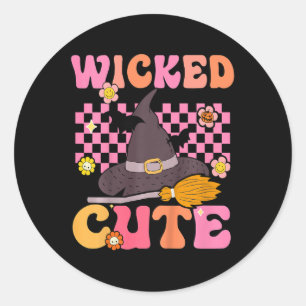 Kids Groovy Wicked Cute Witch Halloween Costume Ki Classic Round Sticker