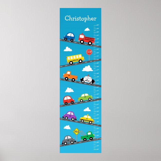 Kids Growth Chart - Cars and Trucks (Front)