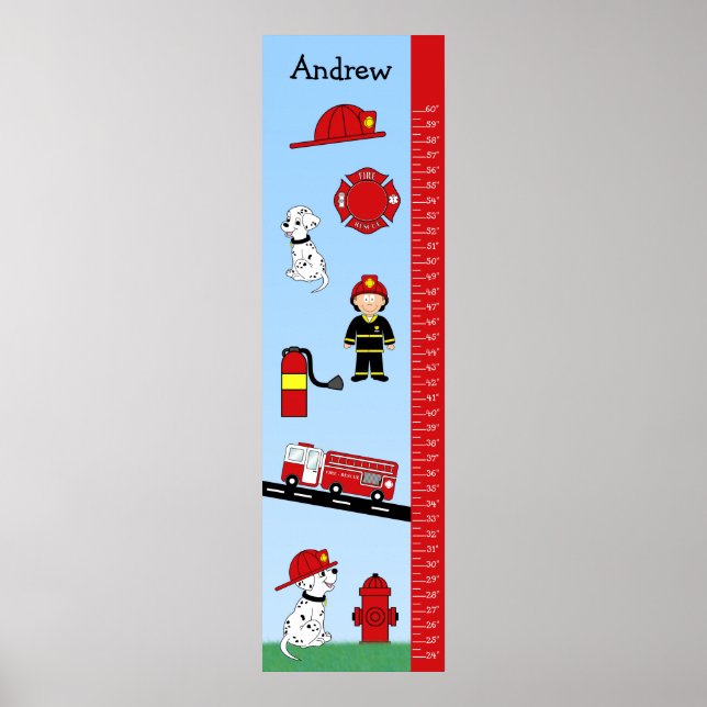 Kids Growth Chart  Fire Truck (Front)
