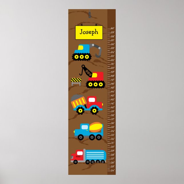 Kids Growth Construction Trucks Poster (Front)