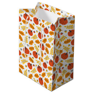 Kids Halloween Autumn Fall Pumpkins Acorns Leaves Medium Gift Bag