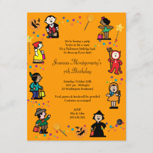 Kid's Halloween Birthday Costume Party Invitation