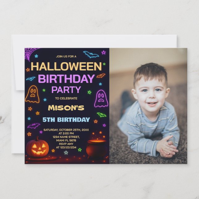 Kids Halloween Birthday Invitation | Boo Bash (Front)