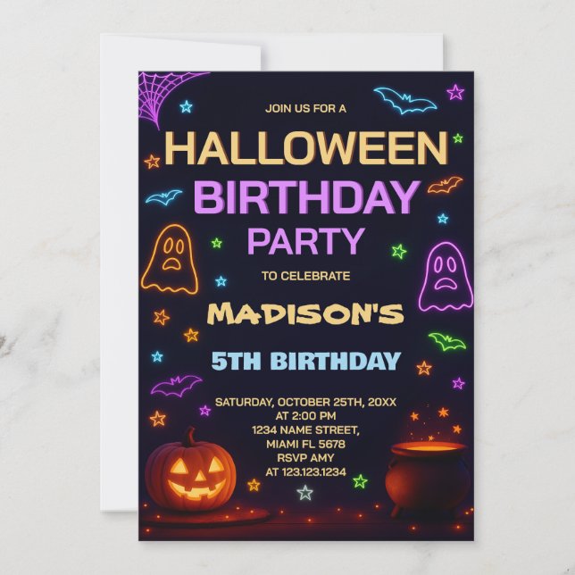 Kids Halloween Birthday Invitation | Boo Bash (Front)