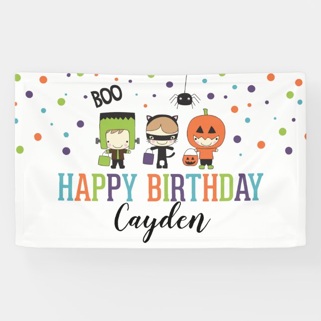 Kids Halloween Birthday Party Colourful Banner (Horizontal)