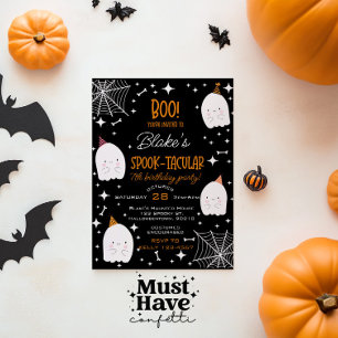 Kids' Halloween Birthday Party Cute Ghosts Holiday Card