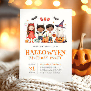 Kids Halloween Birthday Party Cute Invitation