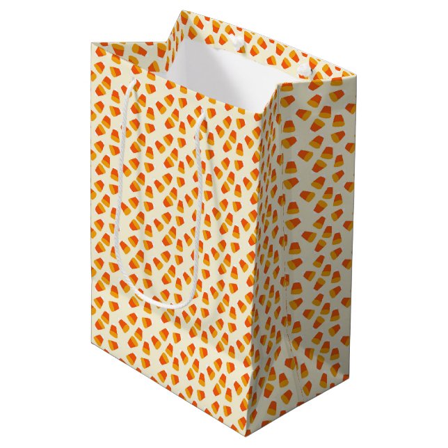 Kids Halloween Candy Corn Medium Gift Bag (Front Angled)
