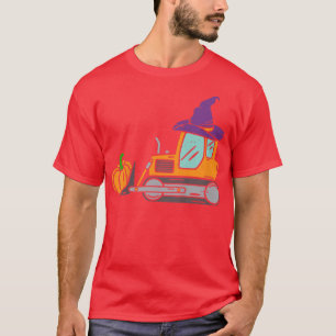 Kids Halloween Construction Bulldozer Truck Pumpki T-Shirt