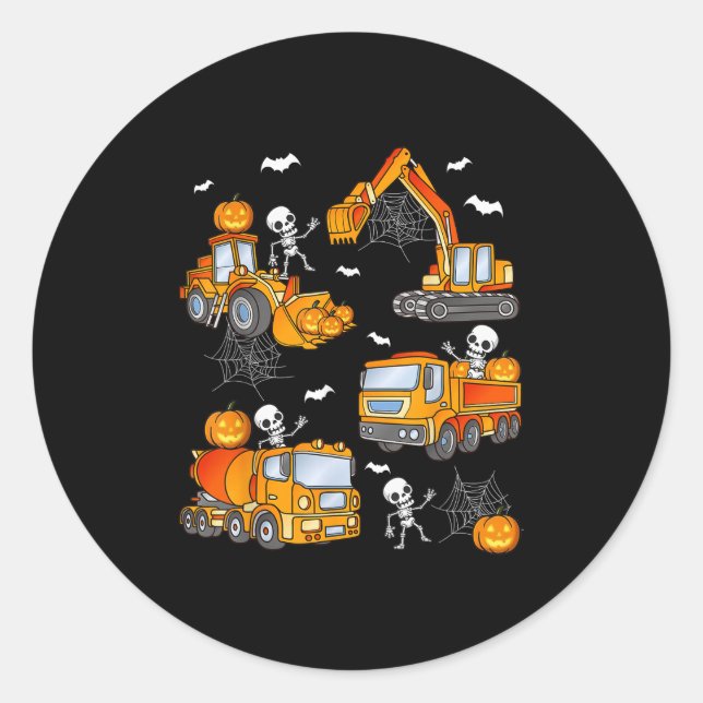 Kids Halloween Construction Trucks Costume Toddler Classic Round Sticker (Front)