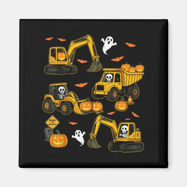 Kids Halloween Construction Trucks Costume Toddler Magnet (Front)