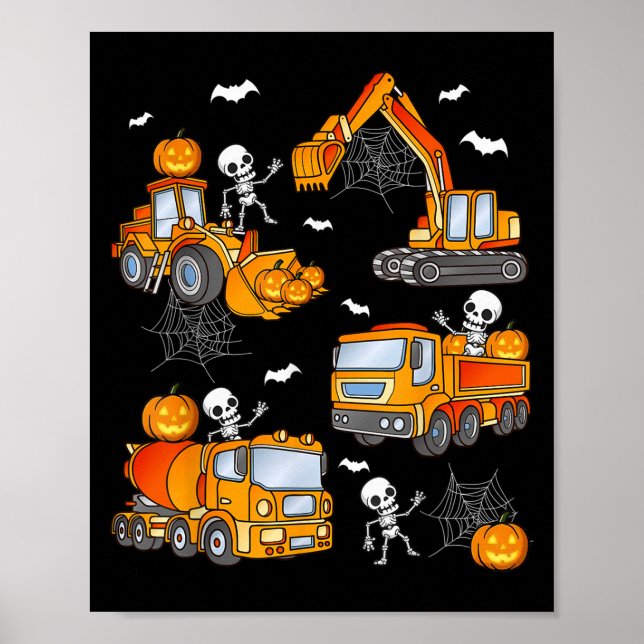 Kids Halloween Construction Trucks Costume Toddler Poster (Front)
