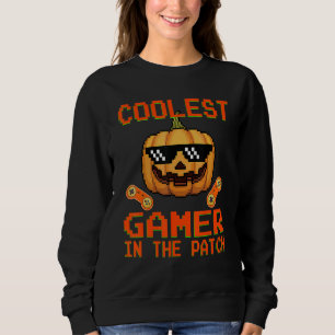 Kids Halloween Coolest Gamer In The Patch Boys Gir Sweatshirt