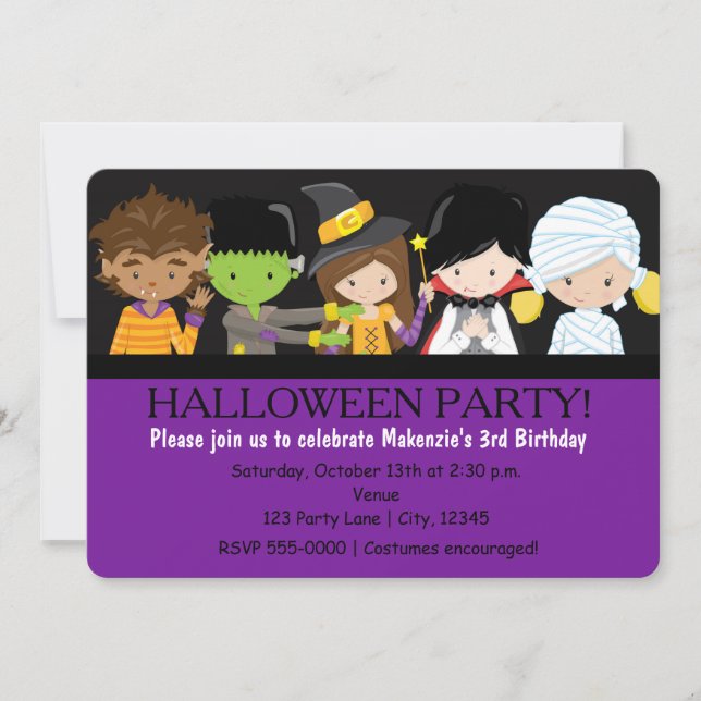Kids Halloween Costume Birthday Party Invitation (Front)