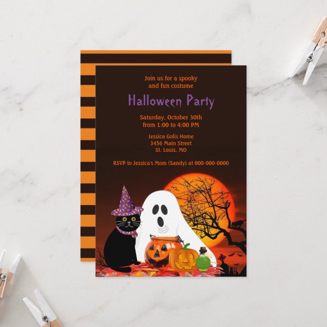 Kids Halloween Costume Party Invitation (Front/Back In Situ)