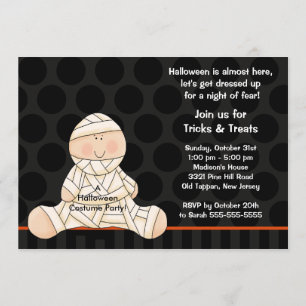 Kids Halloween Costume Party Invitation Cute Mummy