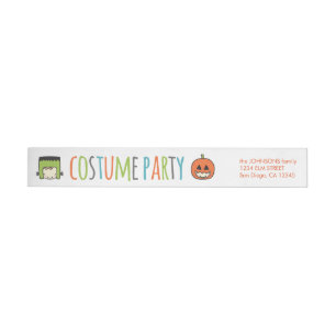 Kids Halloween Costume Party Invitation Wrap Around Label