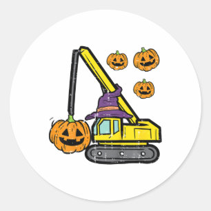 Kids Halloween Crane Construction Truck Costume To Classic Round Sticker