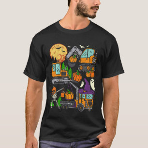 Kids Halloween Crane Truck Construction Pumpkin To T-Shirt