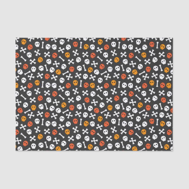 Kids Halloween Cute Skeleton Skull Bones Tissue Paper (Front)