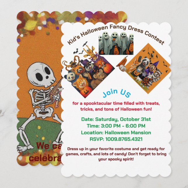Kid's Halloween Fancy Dress Contest invitation (Front/Back)