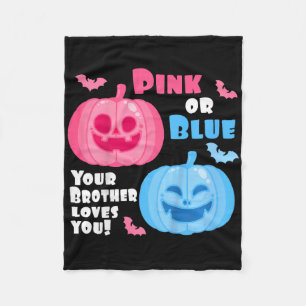 Kids Halloween Gender Reveal Your Brother Loves Yo Fleece Blanket