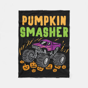 Kids Halloween Monster Truck Pumpkin Smasher Boys Fleece Blanket