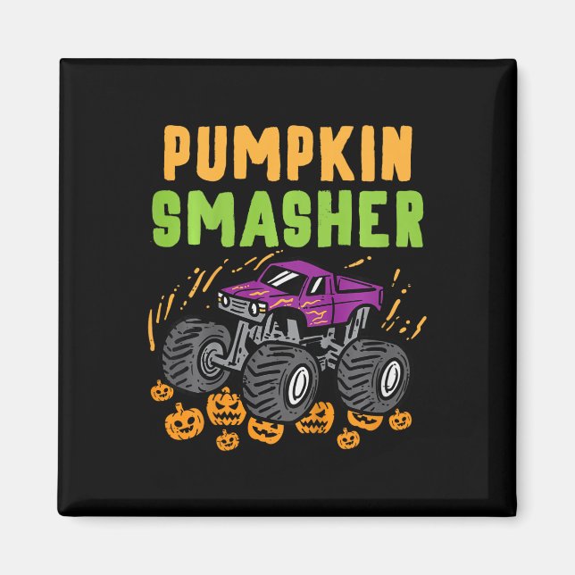 Kids Halloween Monster Truck Pumpkin Smasher Boys  Magnet (Front)